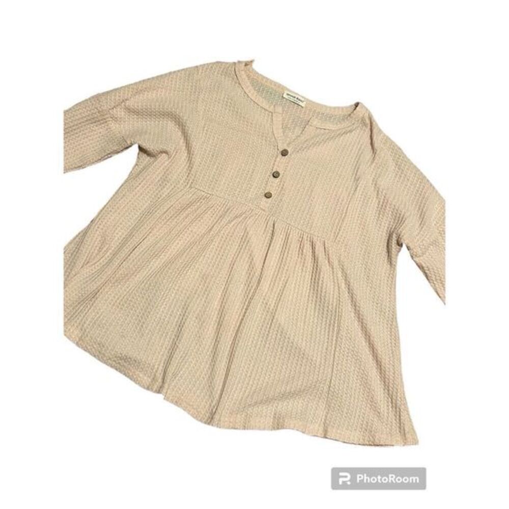 Ana Caci Large neutral peasant cream
 lightweight Tunic‎ Cottage Waffleknit